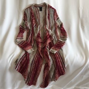 New Directions Red and tan long sweater size small